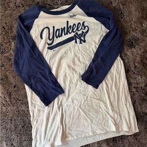 Nike Yankees Navy and White Raglan Tee